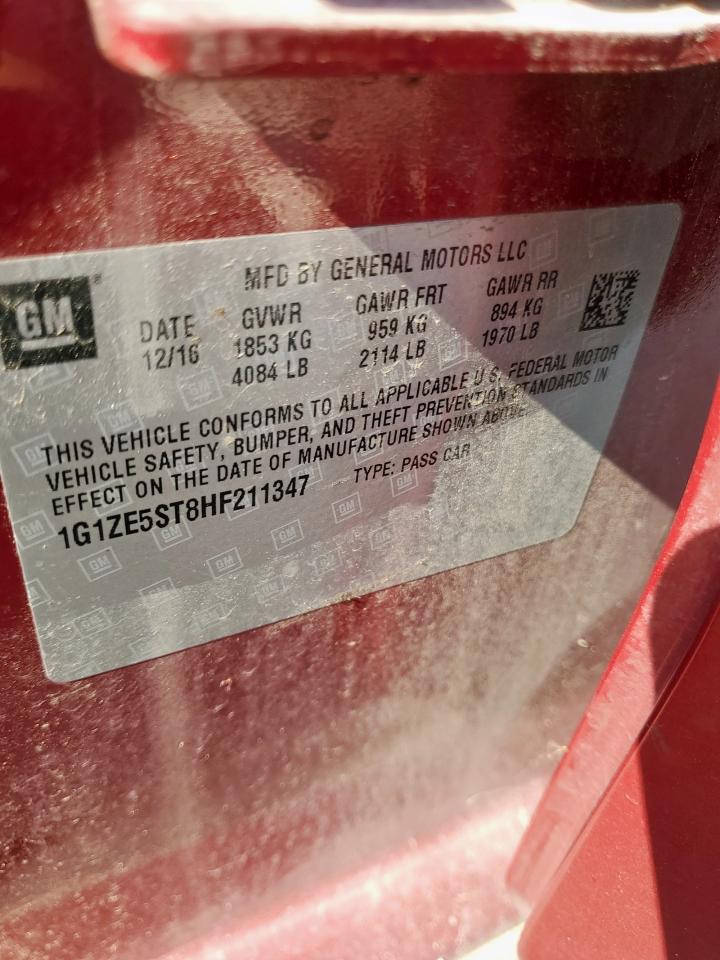 2017 Chevrolet Malibu Lt VIN: 1G1ZE5ST8HF211347 Lot: 84462265