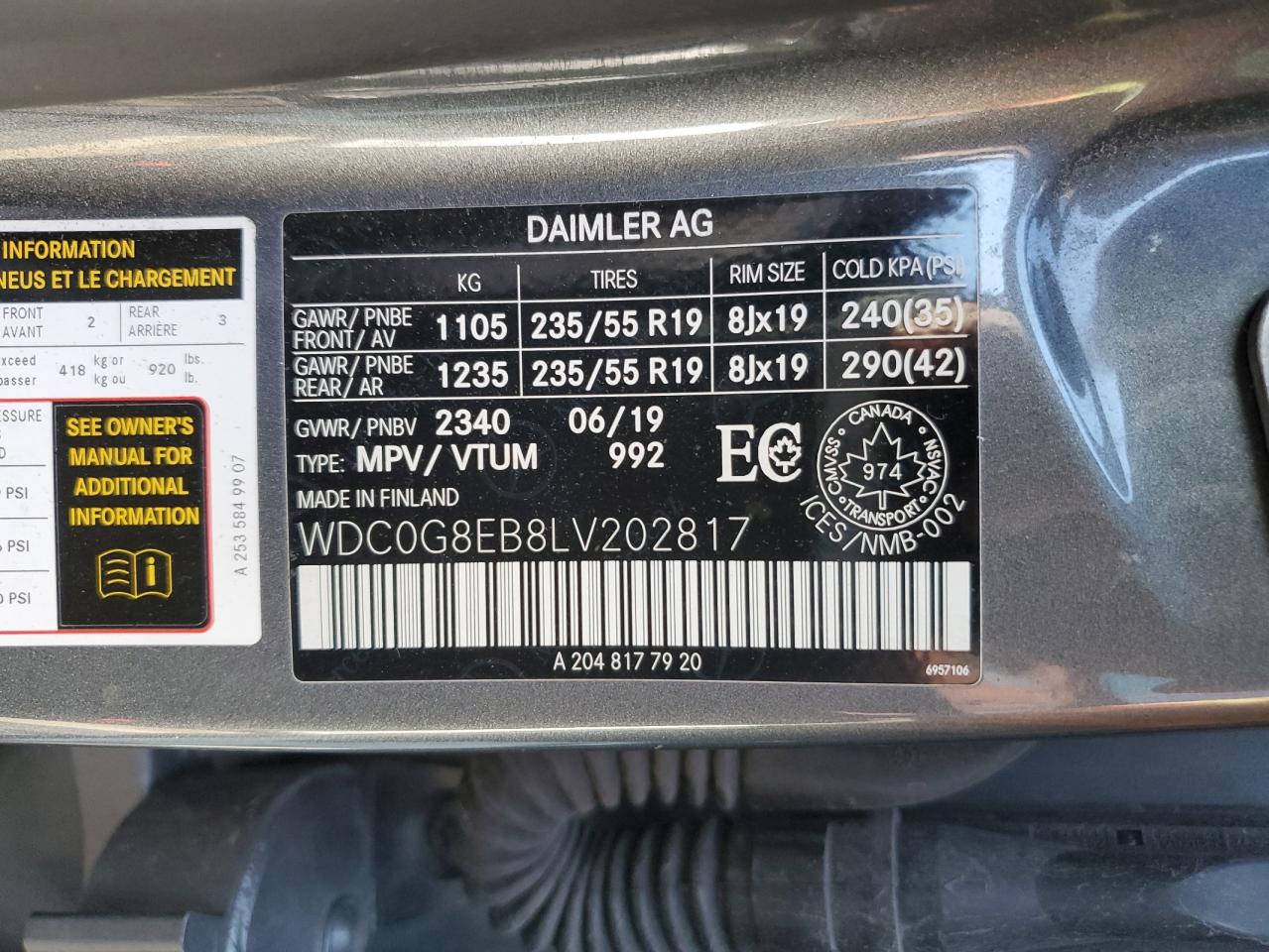 2020 Mercedes-Benz Glc 300 4Matic VIN: WDC0G8EB8LV202817 Lot: 84537155