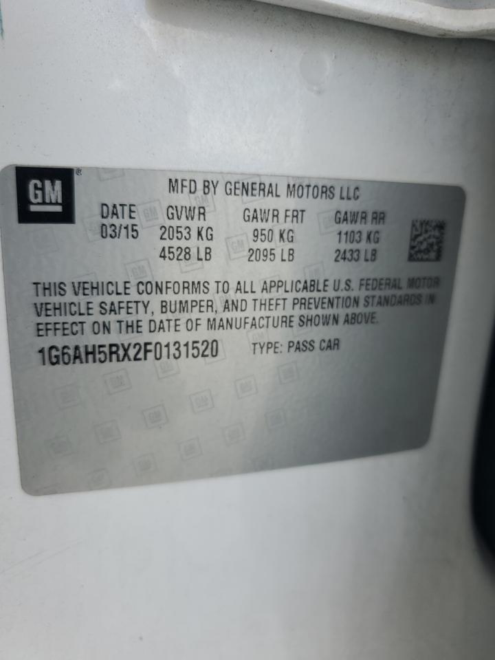 2015 Cadillac Ats Luxury VIN: 1G6AH5RX2F0131520 Lot: 70846295