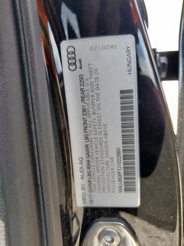 2018 Audi A3 Premium Plus VIN: WAUJ8GFF7J1022880 Lot: 80700115