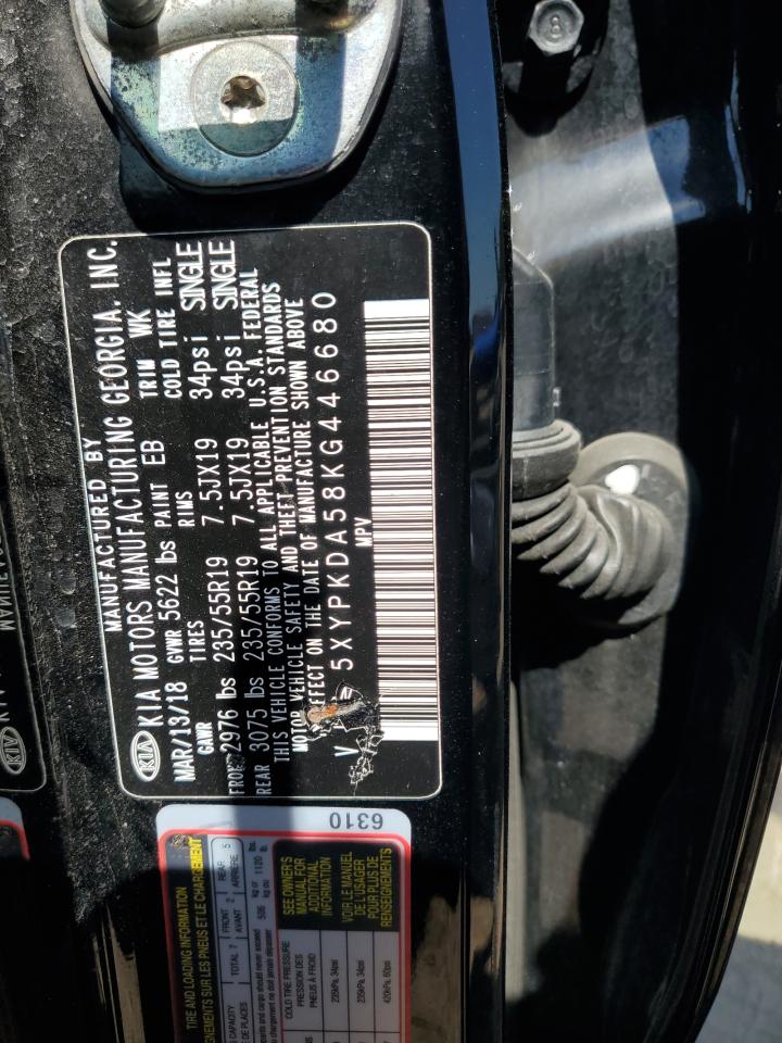 2019 Kia Sorento Sx VIN: 5XYPKDA58KG446680 Lot: 80646685