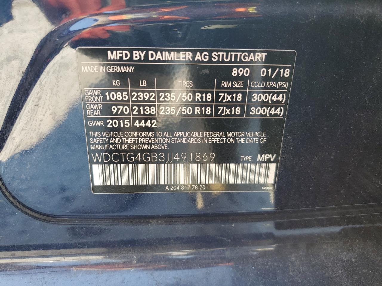 2018 Mercedes-Benz Gla 250 4Matic VIN: WDCTG4GB3JJ491869 Lot: 71857065