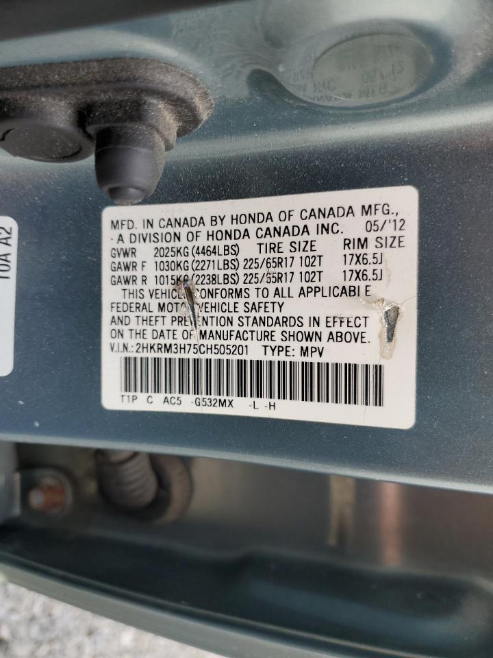 2012 Honda Cr-V Exl VIN: 2HKRM3H75CH505201 Lot: 82136445