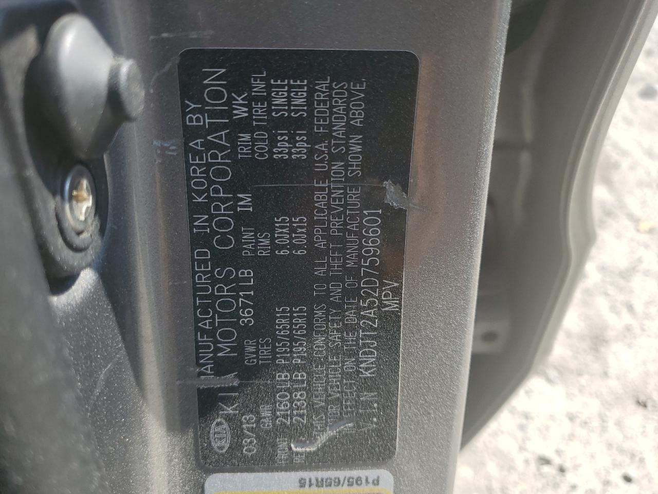 2013 Kia Soul VIN: KNDJT2A52D7596601 Lot: 80404575