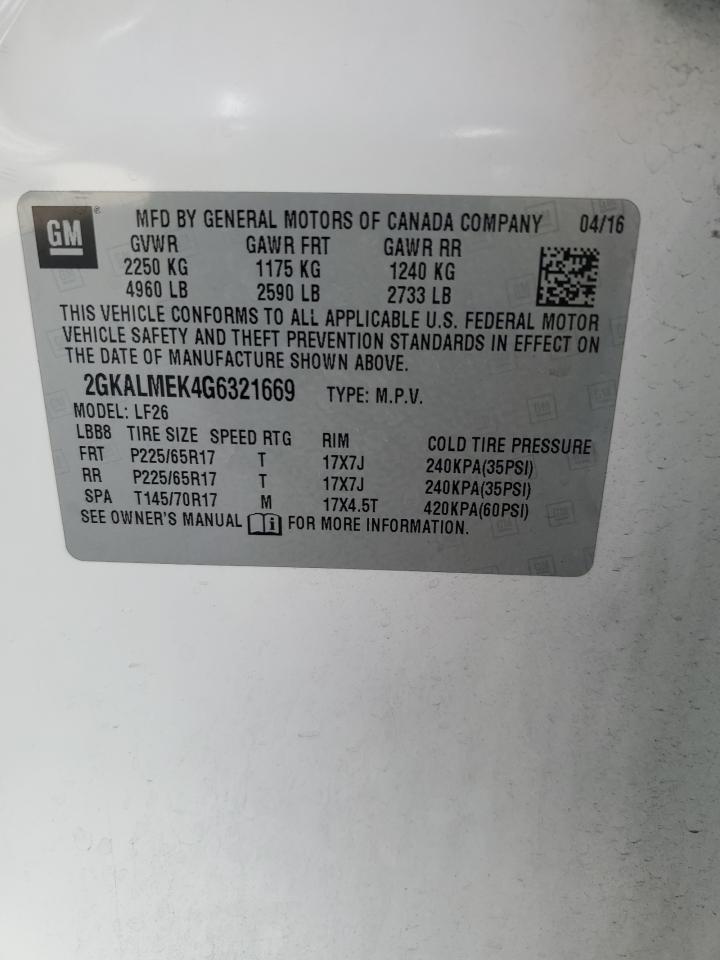 2016 GMC Terrain Sle VIN: 2GKALMEK4G6321669 Lot: 81513215