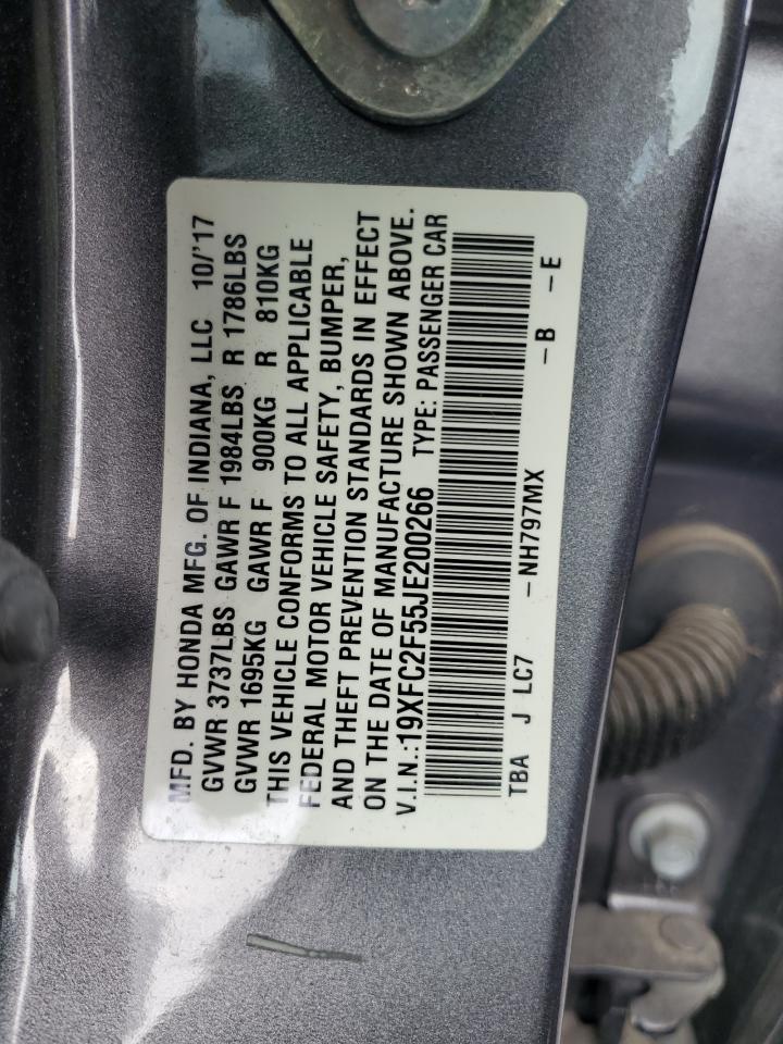 2018 Honda Civic Lx VIN: 19XFC2F55JE200266 Lot: 81009815