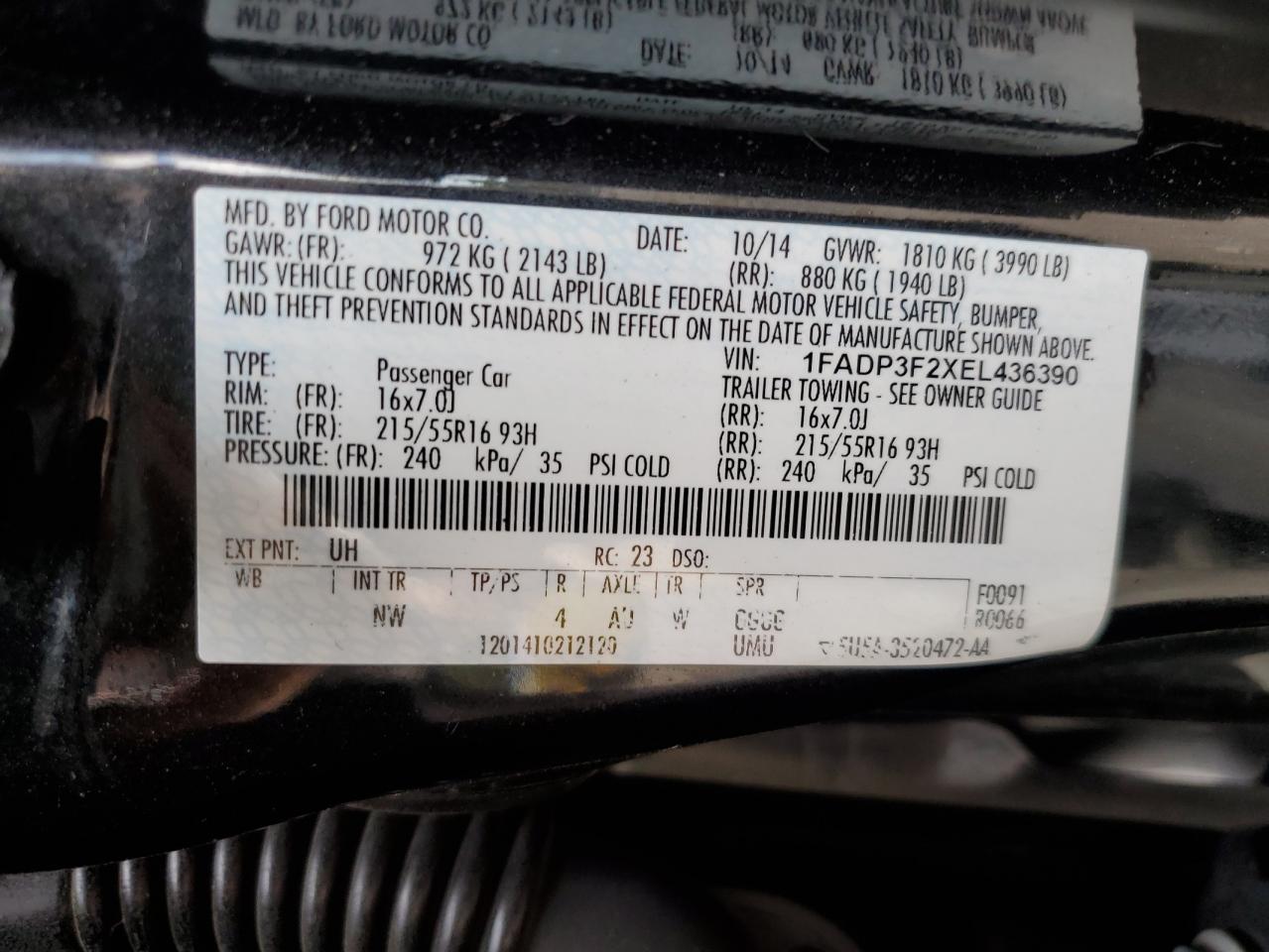 2014 Ford Focus Se VIN: 1FADP3F2XEL436390 Lot: 81228805