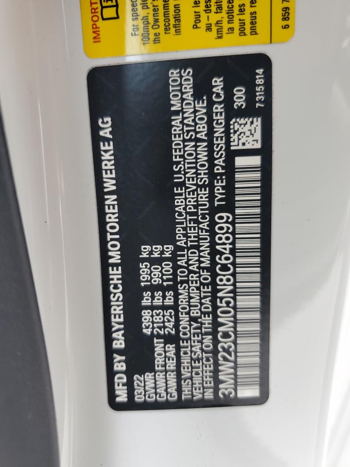 2022 BMW 230I VIN: 3MW23CM05N8C64899 Lot: 71435825