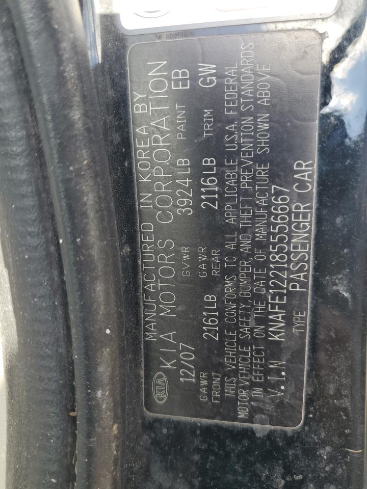 2008 Kia Spectra Ex VIN: KNAFE122185556667 Lot: 71778695