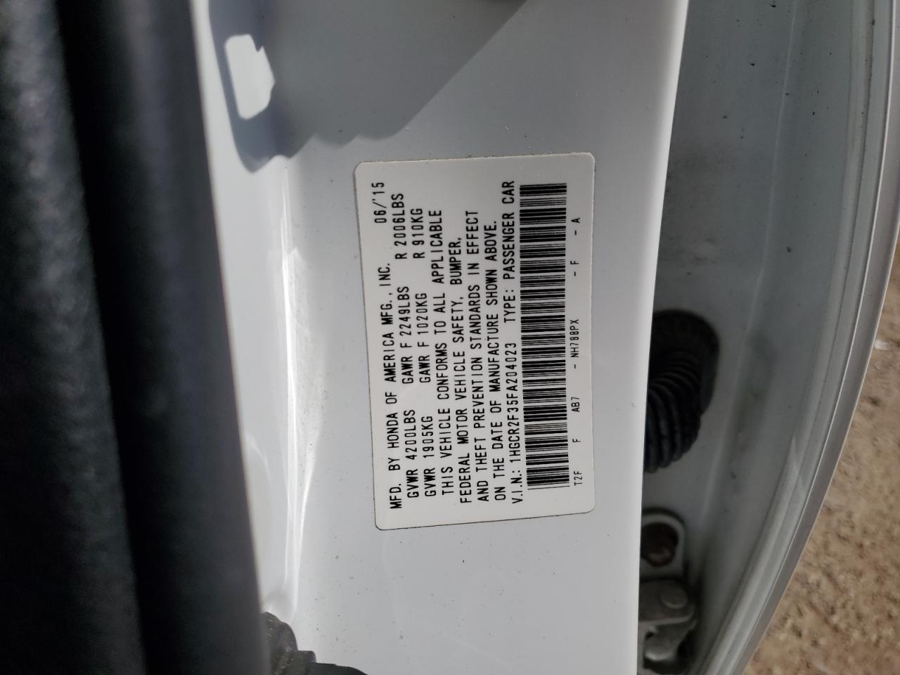 2015 Honda Accord Lx VIN: 1HGCR2F35FA204023 Lot: 80917175