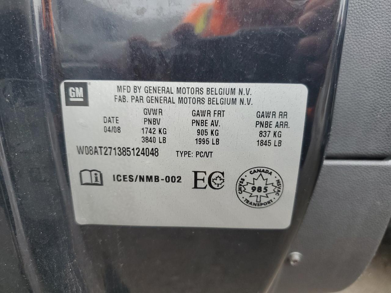 2008 Saturn Astra Xr VIN: W08AT271385124048 Lot: 82063765