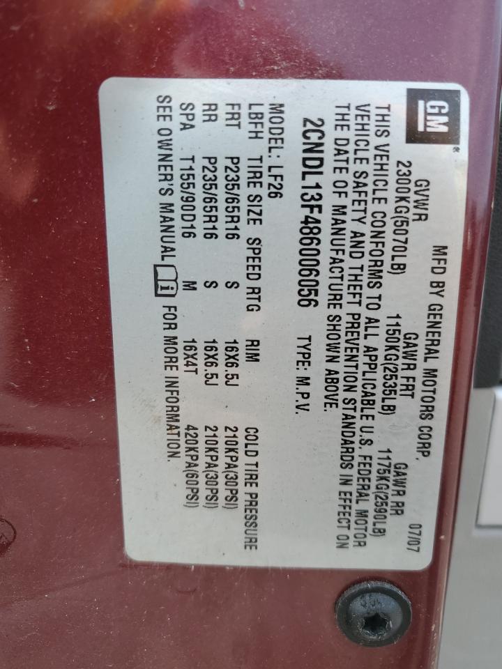 2008 Chevrolet Equinox Ls VIN: 2CNDL13F486006056 Lot: 71574475