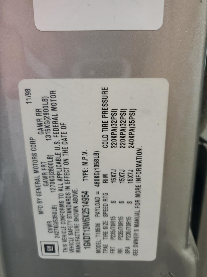 1999 GMC Jimmy VIN: 1GKDT13W6X2514954 Lot: 90032475