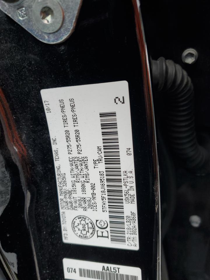 2018 Toyota Tundra Crewmax Limited VIN: 5TFHY5F18JX695183 Lot: 81668945