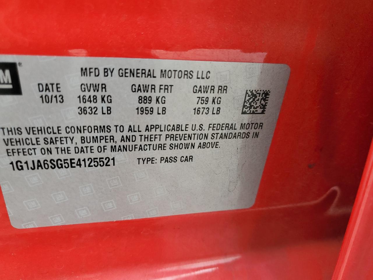 2014 Chevrolet Sonic Ls VIN: 1G1JA6SG5E4125521 Lot: 84605765