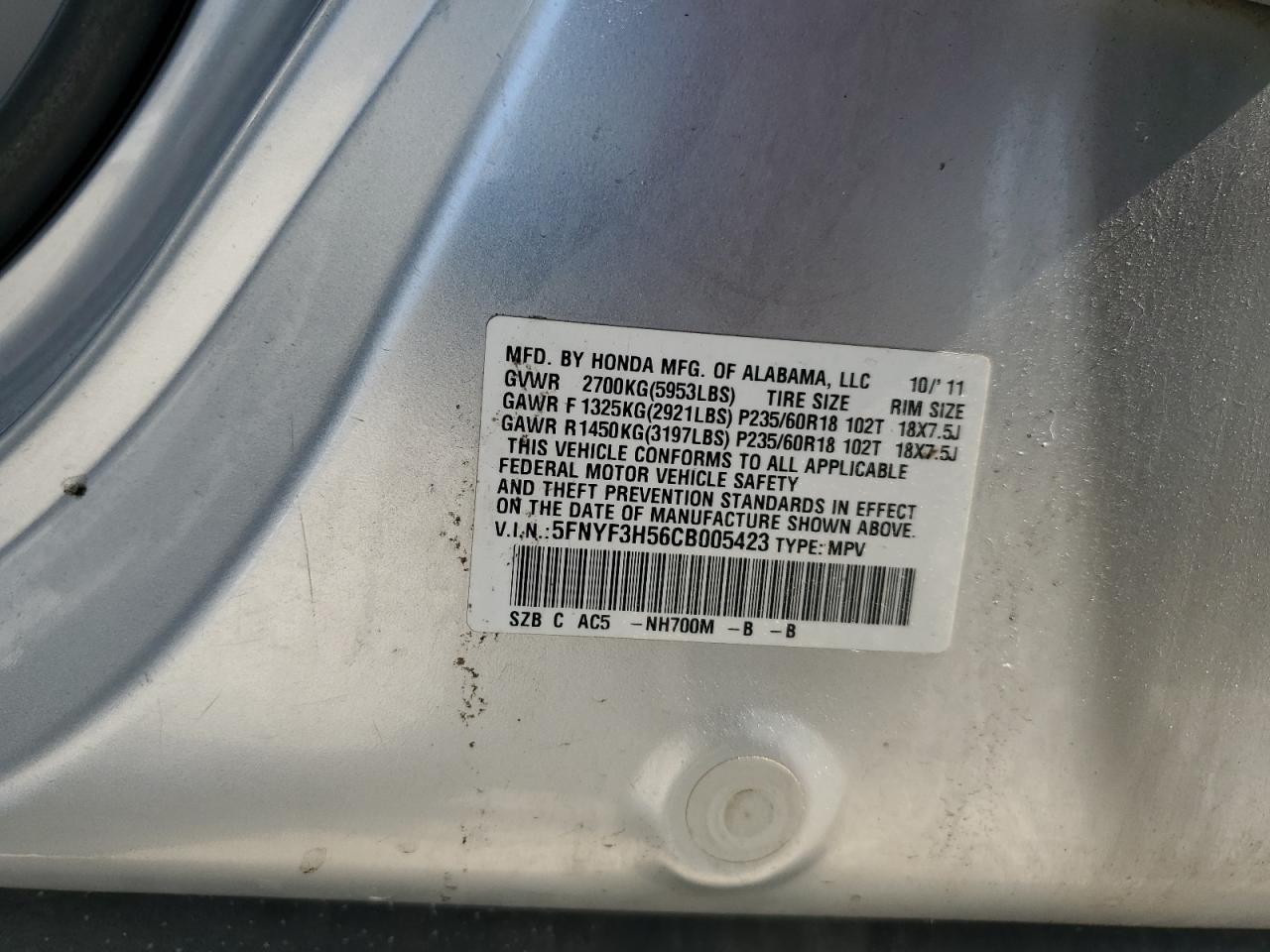 2012 Honda Pilot Exl VIN: 5FNYF3H56CB005423 Lot: 81414145