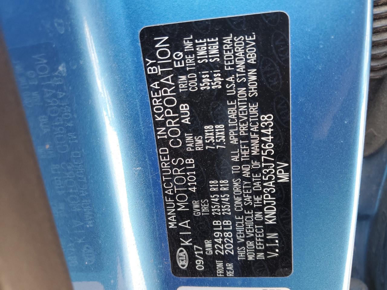 2018 Kia Soul VIN: KNDJP3A53J7564438 Lot: 71932185