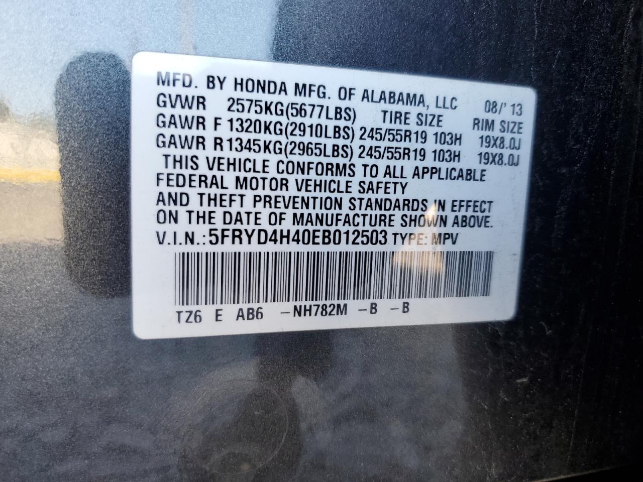 2014 Acura Mdx Technology VIN: 5FRYD4H40EB012503 Lot: 83793845