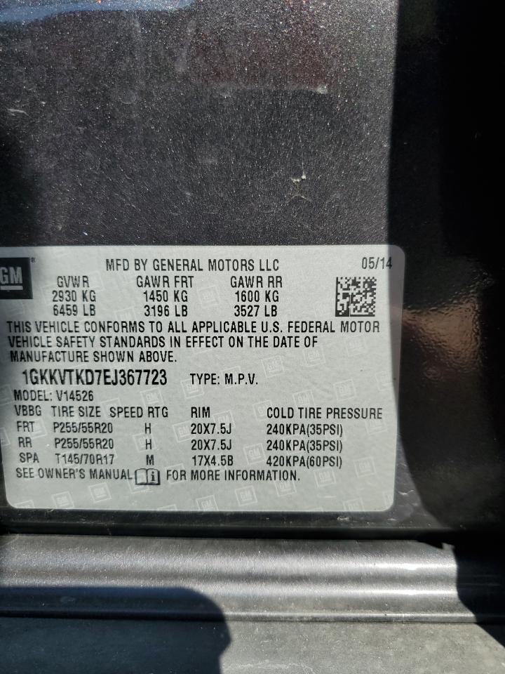 2014 GMC Acadia Denali VIN: 1GKKVTKD7EJ367723 Lot: 81814575