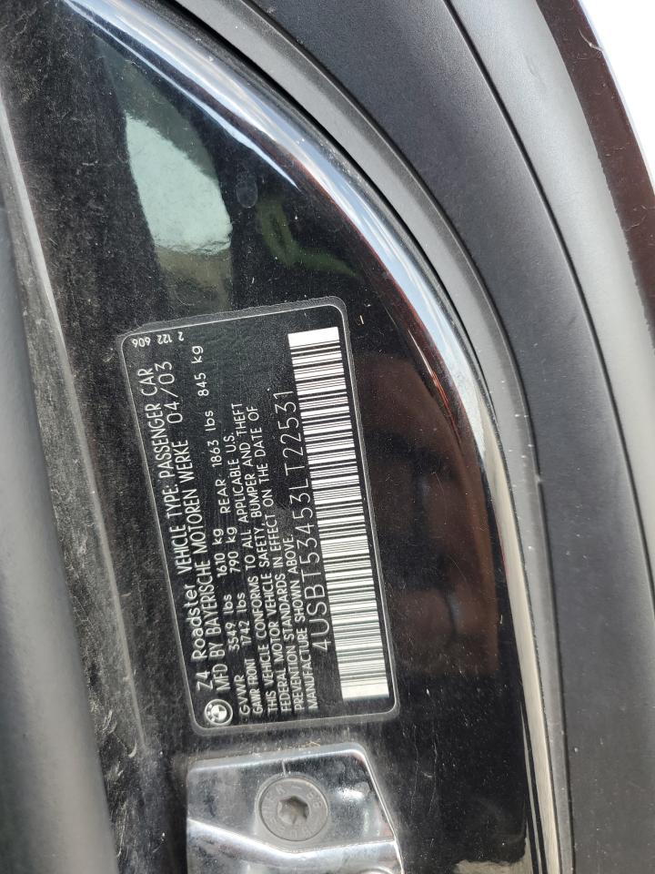 2003 BMW Z4 3.0 VIN: 4USBT53453LT22531 Lot: 71037825