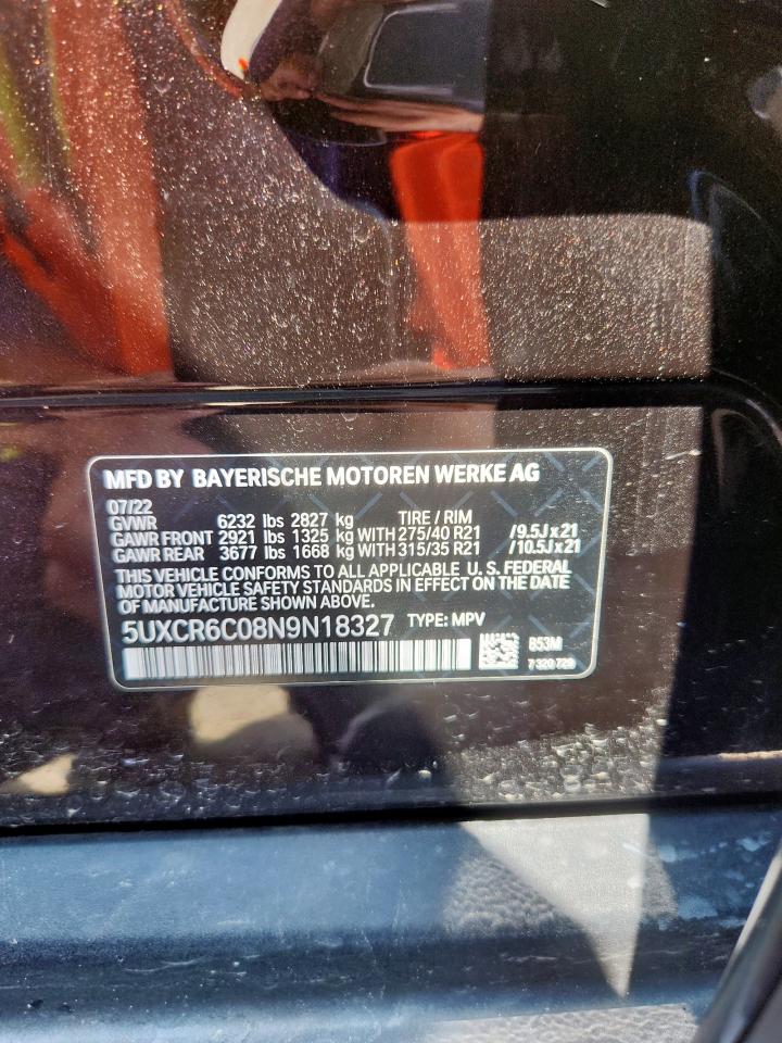 2022 BMW X5 xDrive40I VIN: 5UXCR6C08N9N18327 Lot: 70479235