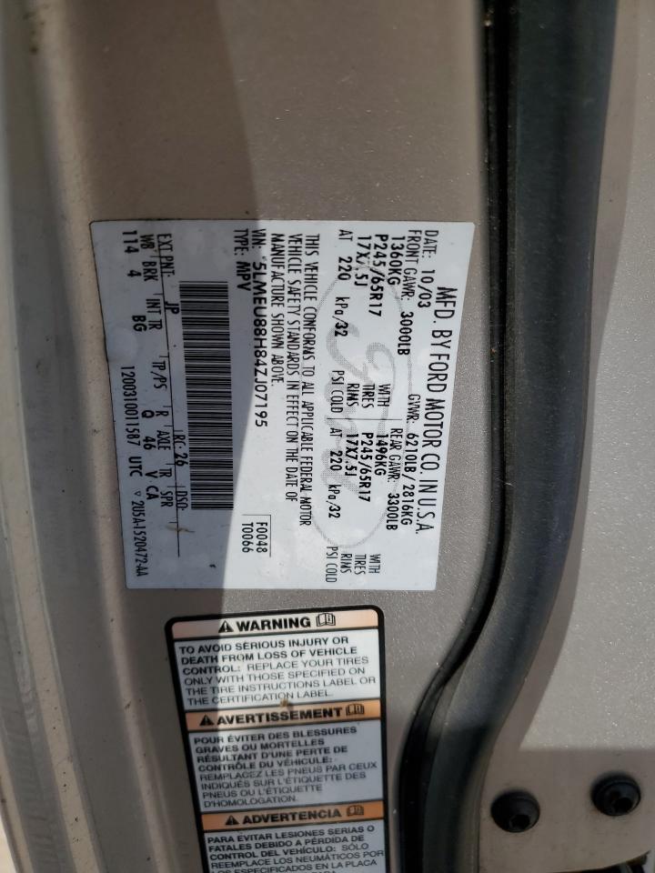 2004 Lincoln Aviator VIN: 5LMEU88H84ZJ07195 Lot: 71973455