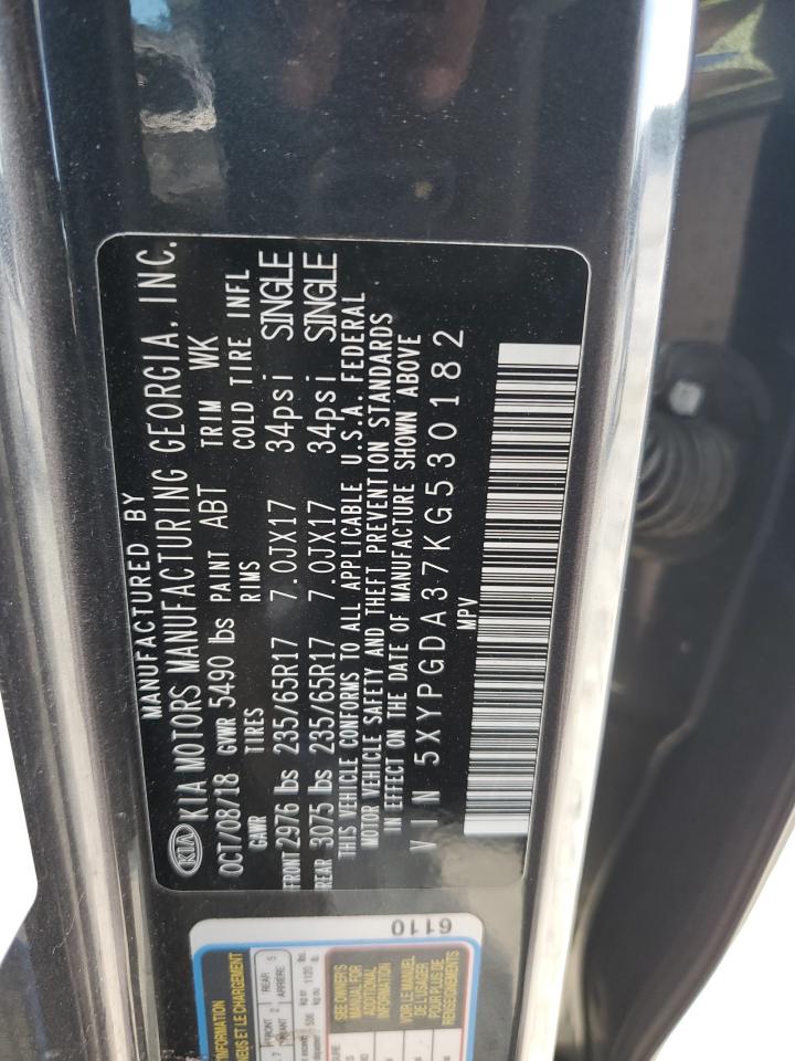 2019 Kia Sorento L VIN: 5XYPGDA37KG530182 Lot: 71842785