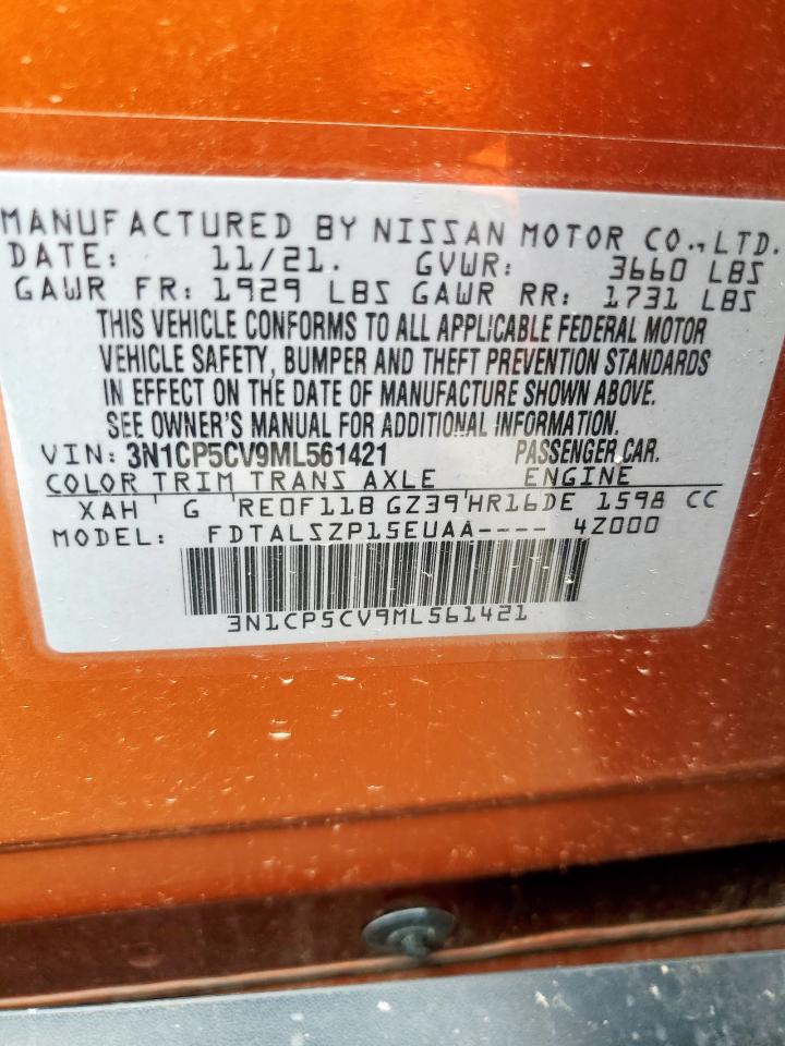 2021 Nissan Kicks Sv VIN: 3N1CP5CV9ML561421 Lot: 70667665