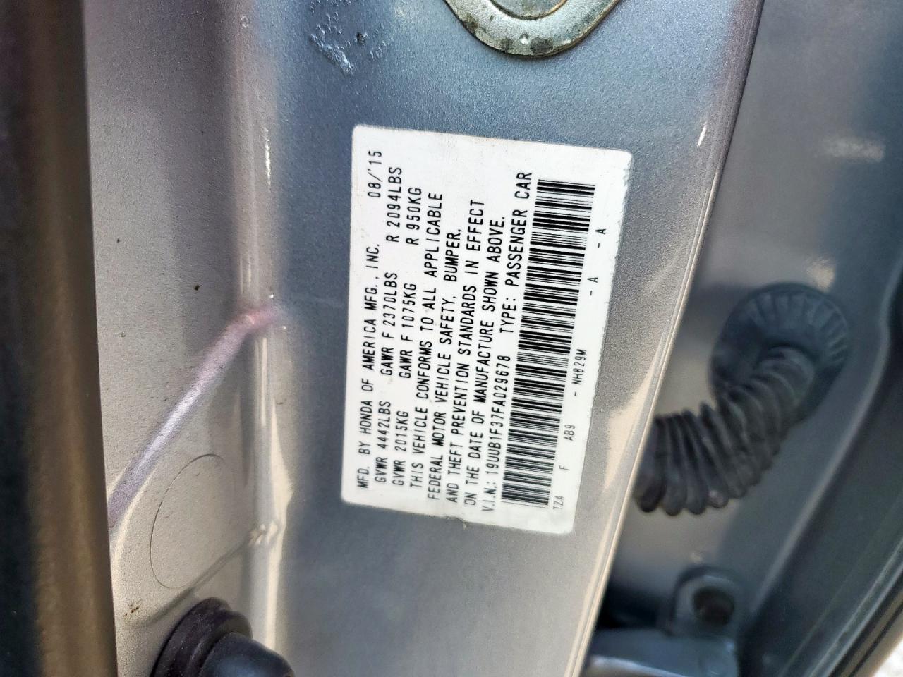2015 Acura Tlx VIN: 19UUB1F37FA029678 Lot: 81217835