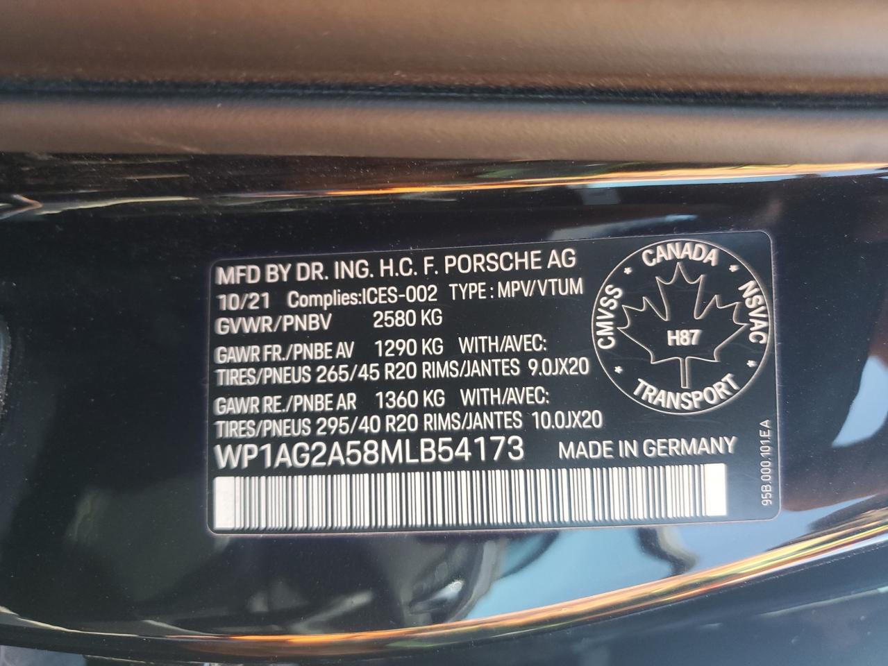 2021 Porsche Macan Gts VIN: WP1AG2A58MLB54173 Lot: 80544865