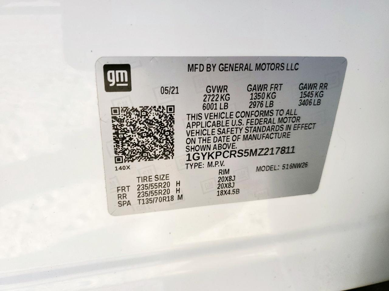 2021 Cadillac Xt6 Premium Luxury VIN: 1GYKPCRS5MZ217811 Lot: 83808355