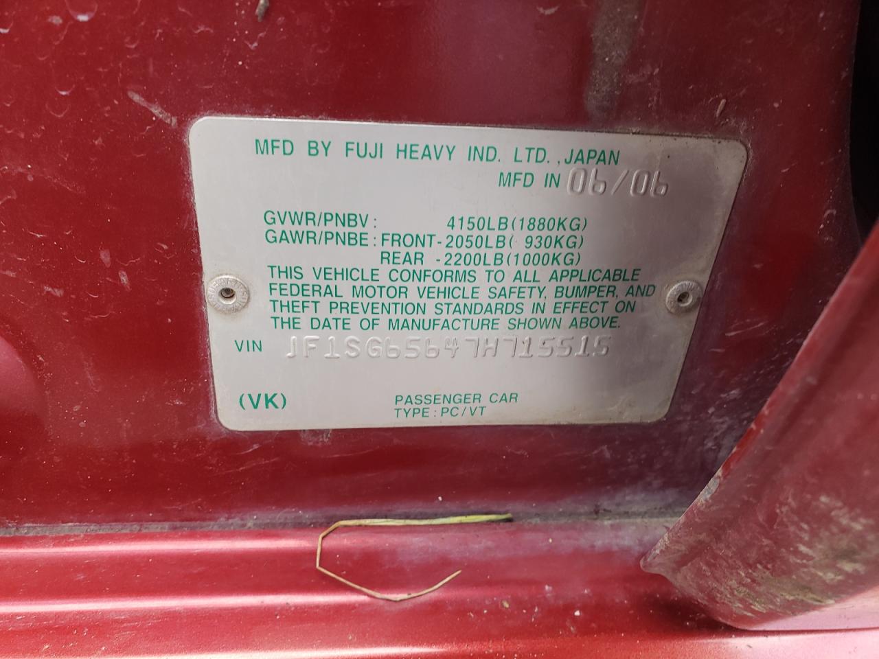 2007 Subaru Forester 2.5X Premium VIN: JF1SG65647H715515 Lot: 83814975