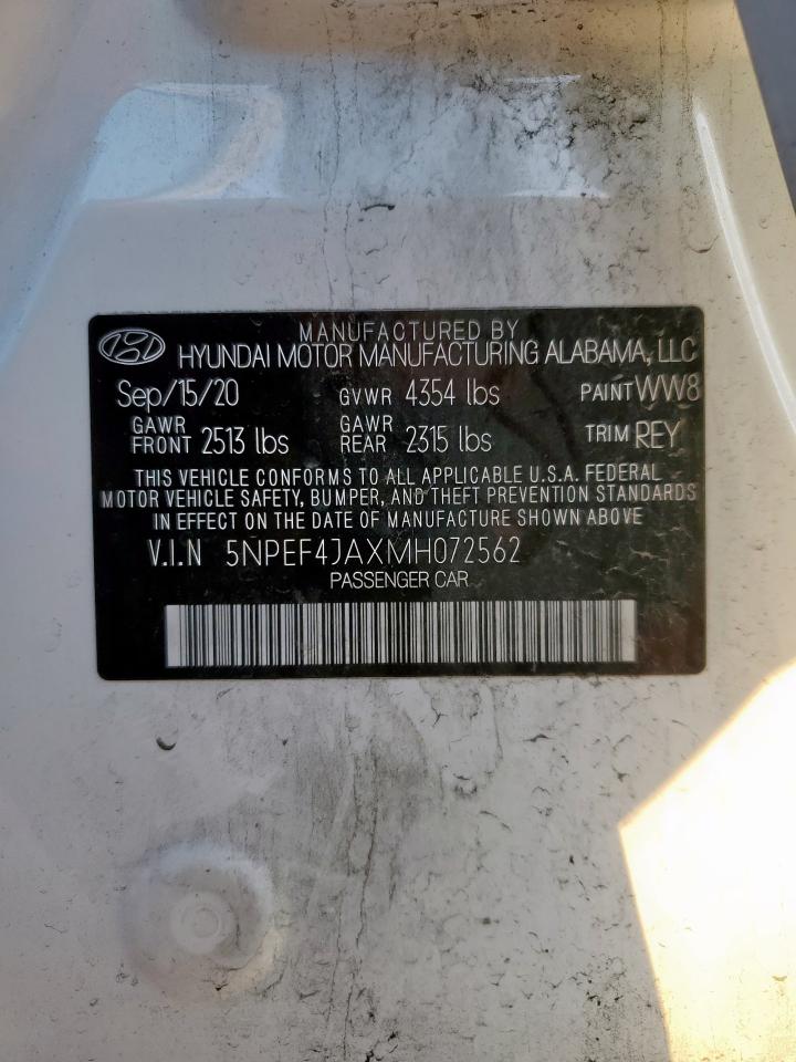 2021 Hyundai Sonata Sel VIN: 5NPEF4JAXMH072562 Lot: 80775755