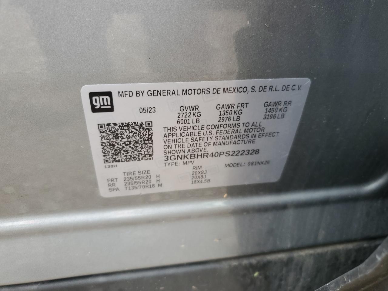 2023 Chevrolet Blazer 2Lt VIN: 3GNKBHR40PS222328 Lot: 81294335