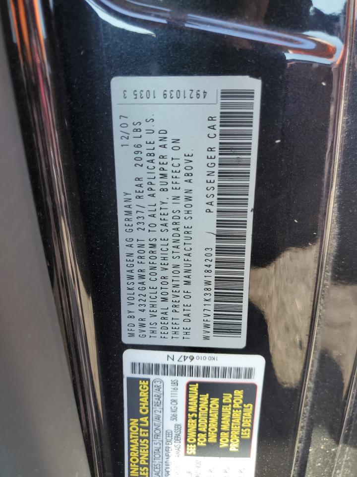 2008 Volkswagen Gti VIN: WVWFV71K38W184203 Lot: 71353205