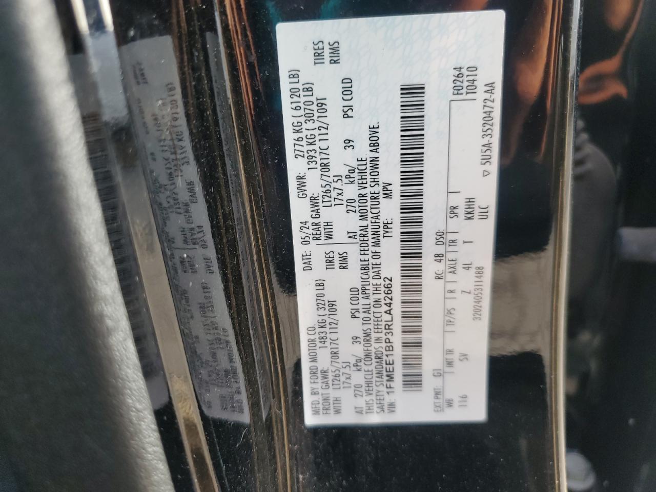 2024 Ford Bronco Black Diamond VIN: 1FMEE1BP3RLA42662 Lot: 81422405