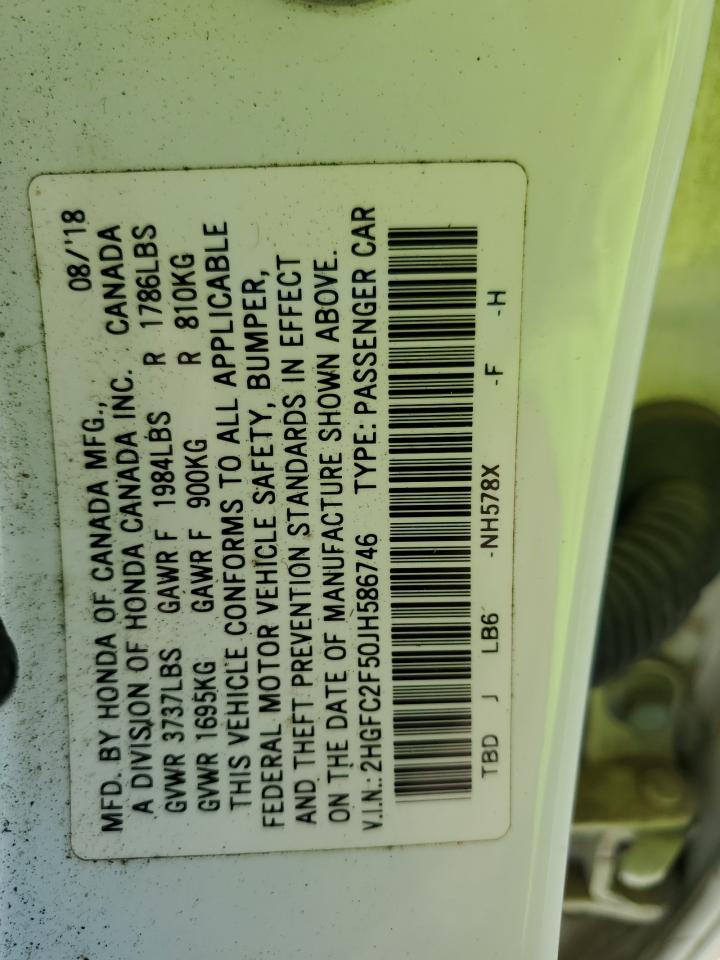 2018 Honda Civic Lx VIN: 2HGFC2F50JH586746 Lot: 80567515