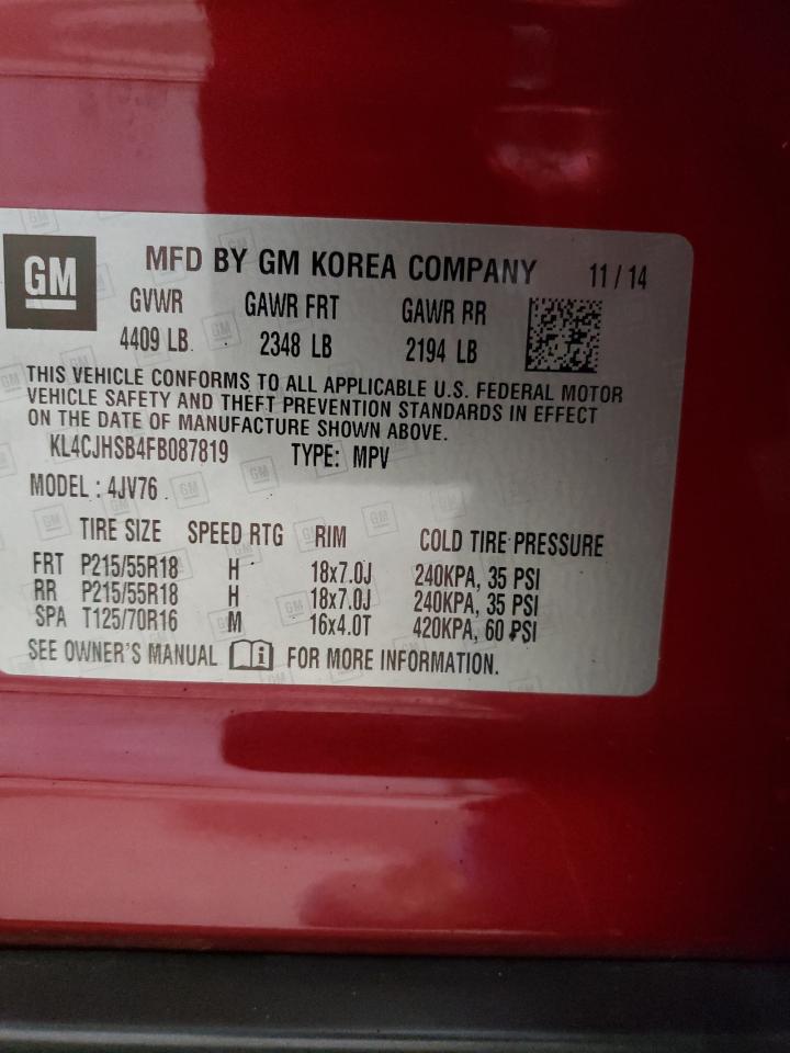 2015 Buick Encore Premium VIN: KL4CJHSB4FB087819 Lot: 84700265