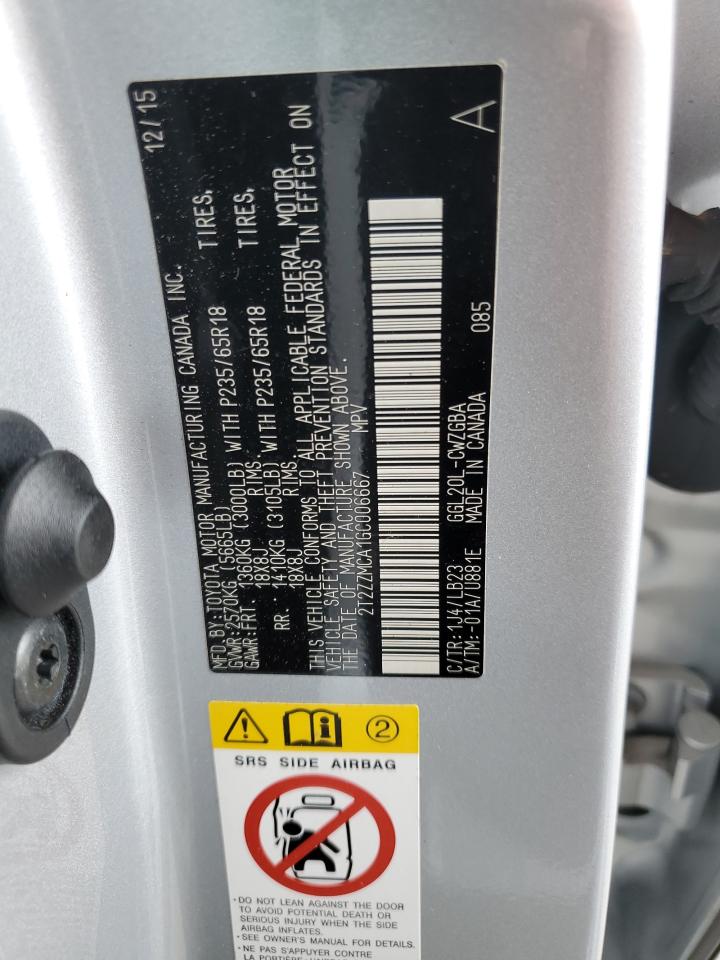 2016 Lexus Rx 350 VIN: 2T2ZZMCA1GC006667 Lot: 80797165