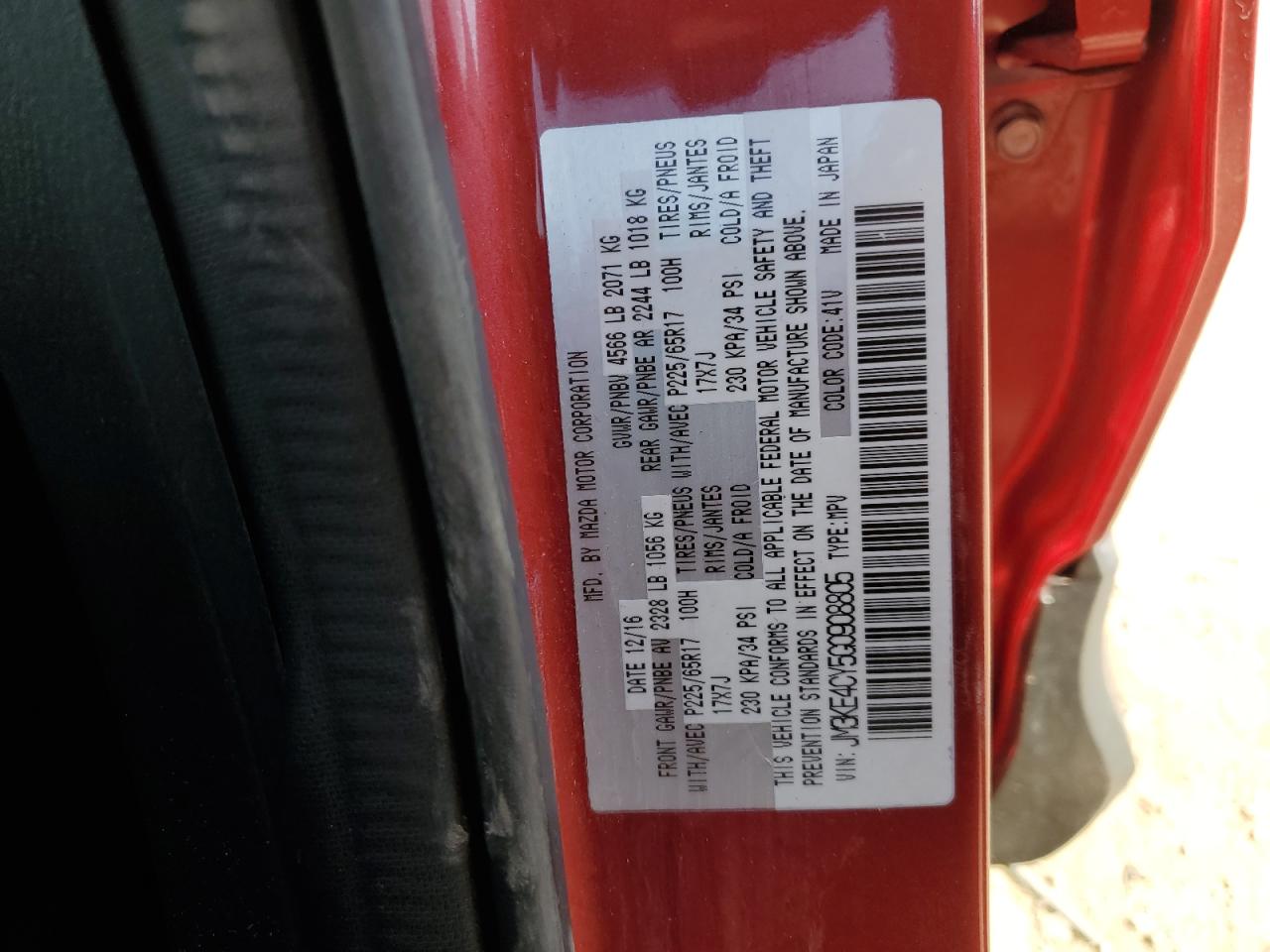 2016 Mazda Cx-5 Touring VIN: JM3KE4CY5G0908805 Lot: 80618325