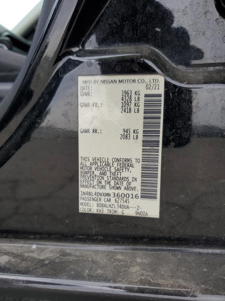 2021 Nissan Altima Sv VIN: 1N4BL4DVXMN360016 Lot: 80949905