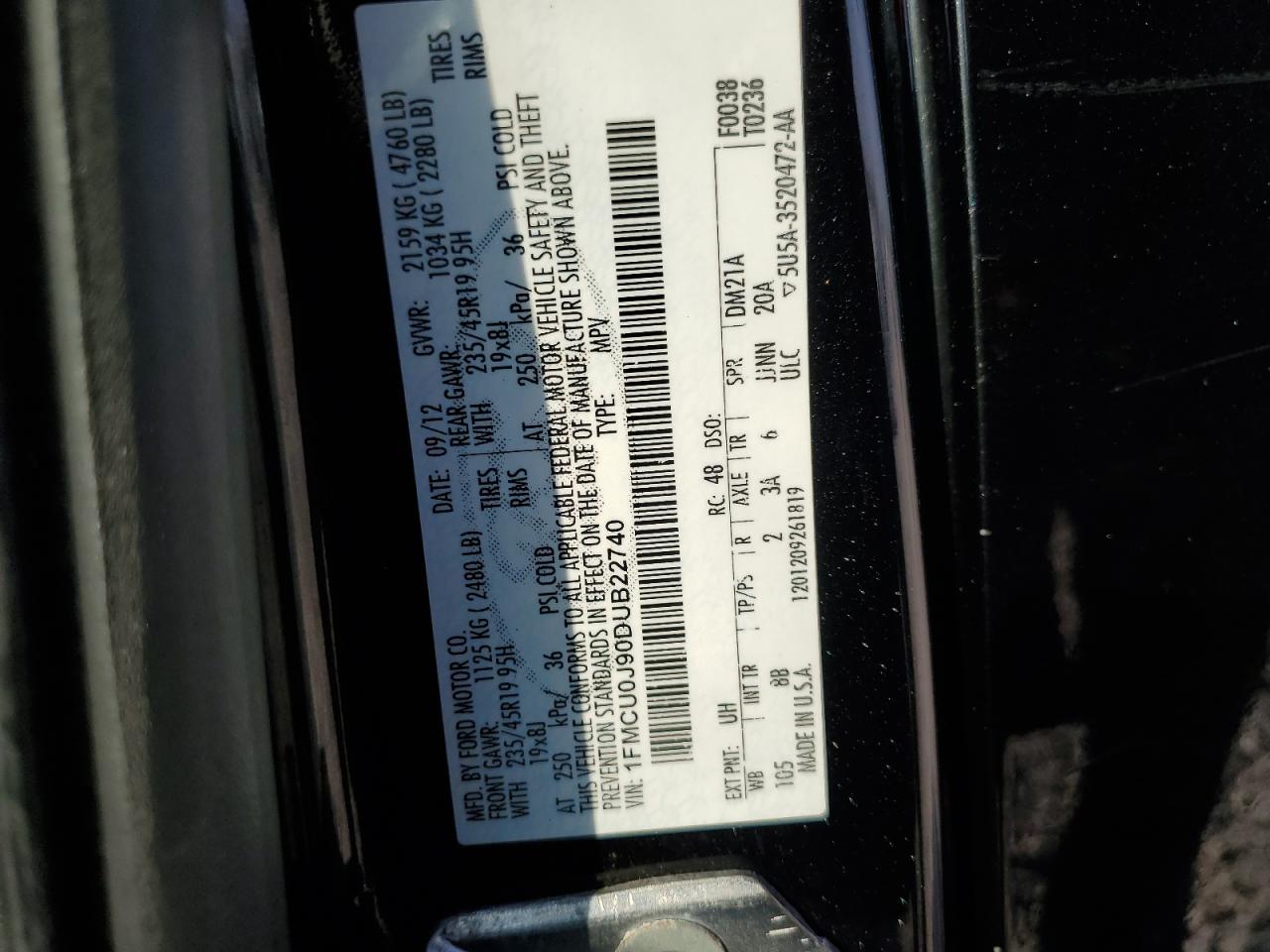 2013 Ford Escape Titanium VIN: 1FMCU0J90DUB22740 Lot: 81227175