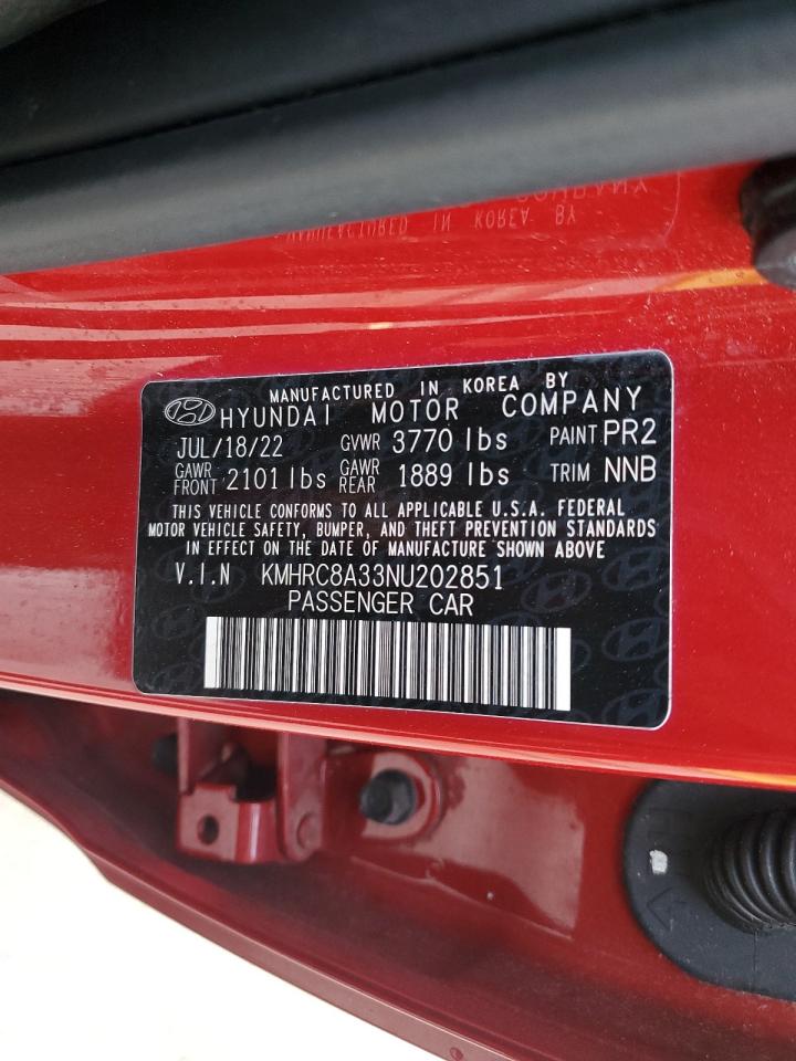 2022 Hyundai Venue Sel VIN: KMHRC8A33NU202851 Lot: 84645765