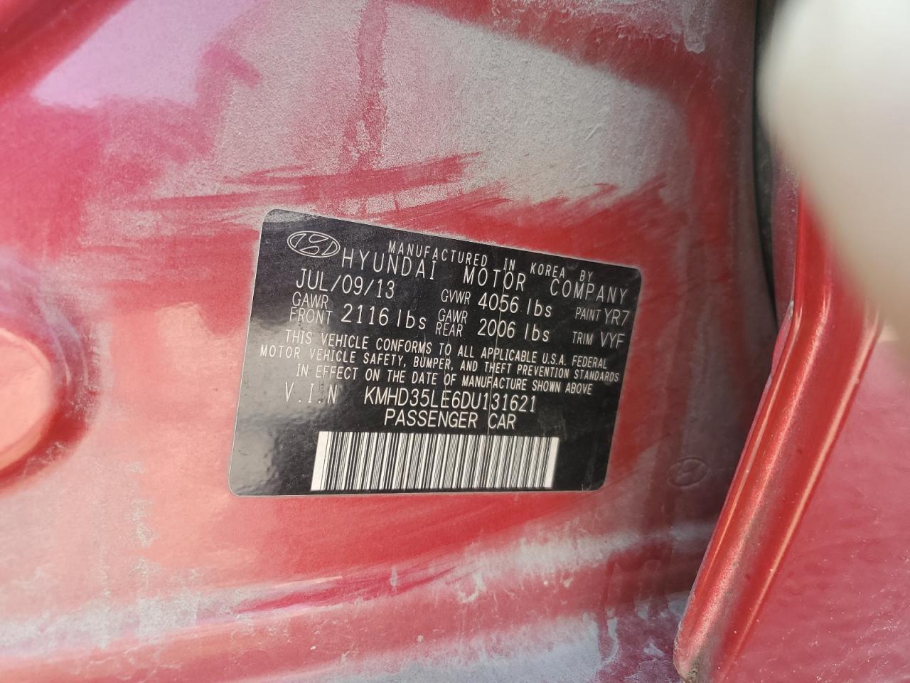 2013 Hyundai Elantra Gt VIN: KMHD35LE6DU131621 Lot: 72091135