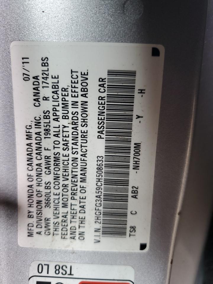 2012 Honda Civic Lx VIN: 2HGFG3A59CH508633 Lot: 82093645