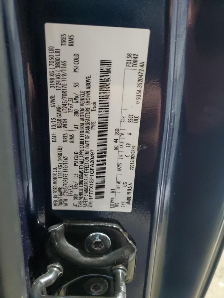 2016 Ford F150 Super Cab VIN: 1FTFX1EF1GFA20497 Lot: 80637675