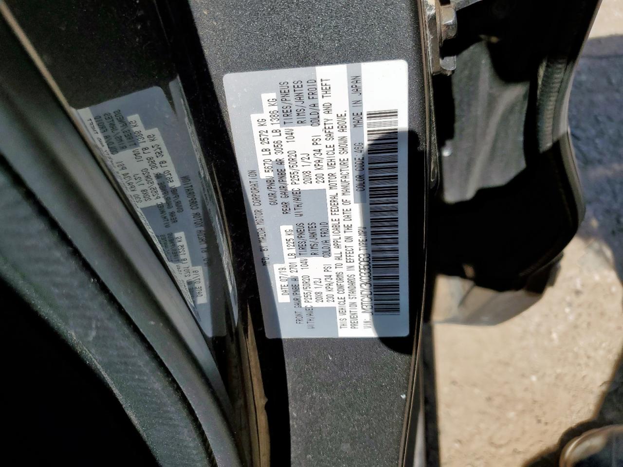 2019 Mazda Cx-9 Grand Touring VIN: JM3TCADY3K0335063 Lot: 80259705