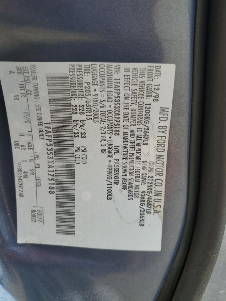 1999 Ford Taurus Se VIN: 1FAFP53S3XA175188 Lot: 71055655