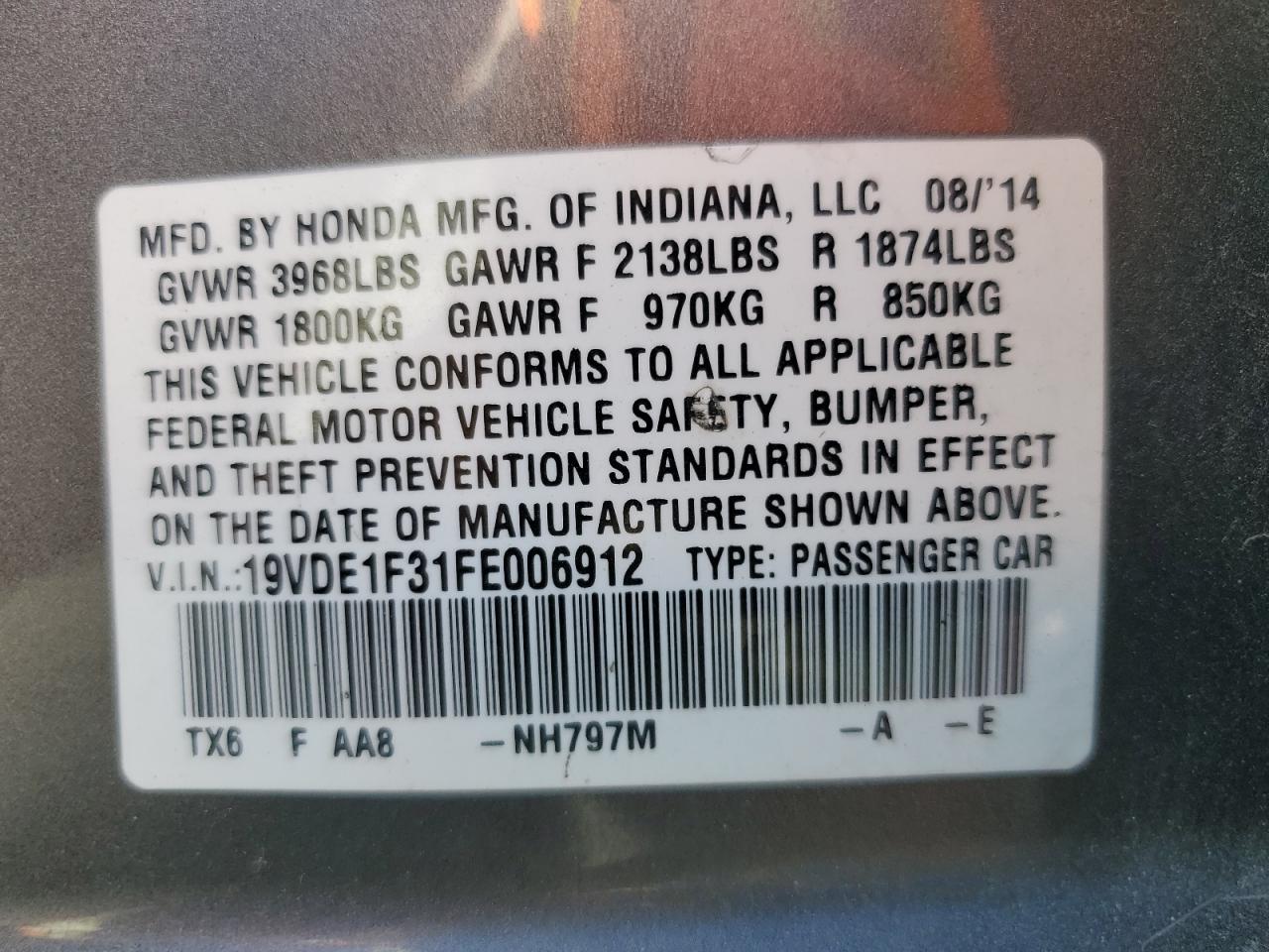 2015 Acura Ilx 20 VIN: 19VDE1F31FE006912 Lot: 82125085
