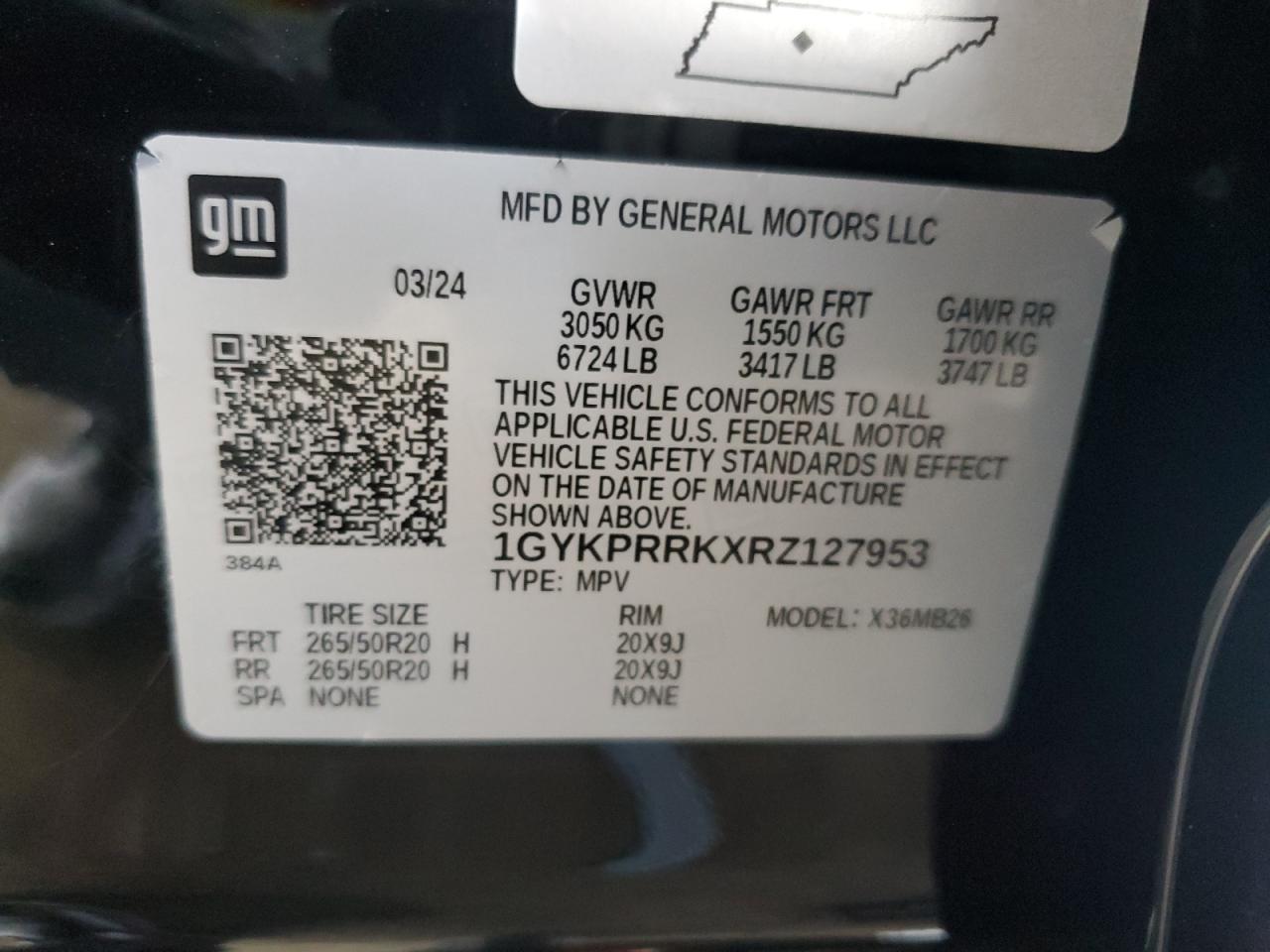 2024 Cadillac Lyriq Luxury VIN: 1GYKPRRKXRZ127953 Lot: 92885585